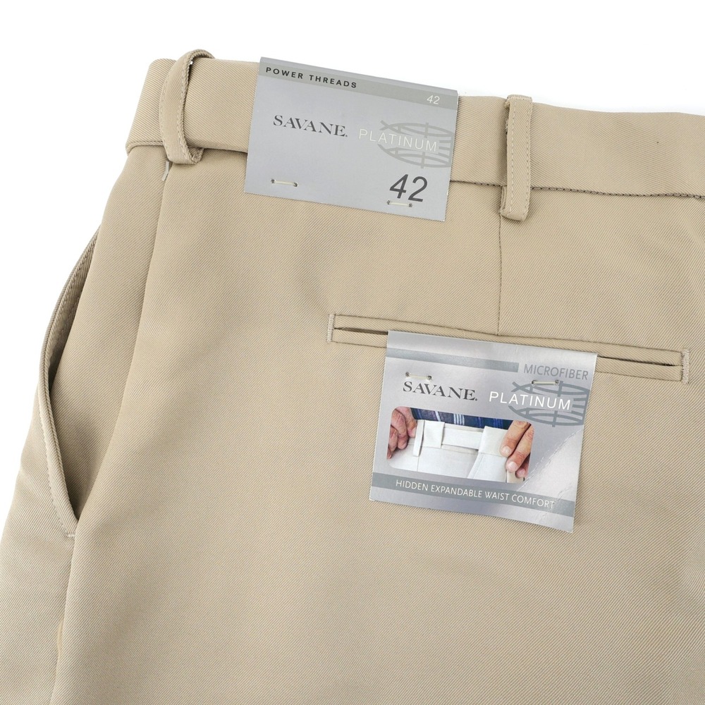 NEW Savane Platinum Mens 42 Tan Microfiber Shorts‎ Hidden Expandable Waist